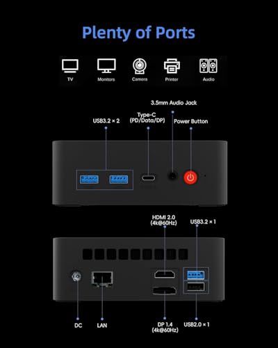 Image of Barebone Mini PC, AMD Ryzen 5 3500U (4C /8T, up to 3.7GHz), Without RAM /SSD /OS, Desktop Computer for Home Office Business Students, Triple 4K Display via USB-C /HDMI /DP, 3X USB 3.2, WiFi, BT