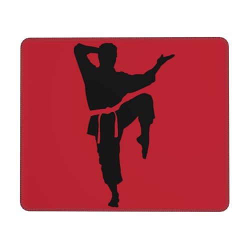 Mauspad mit Karate-Motiv, quadratisch, wasserdicht, rutschfest, Gummiunterseite, Mauspad für Büro, PC, Laptop