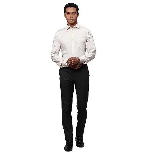 Image of Park Avenue Men's Pure Cotton Stripe Pattern Slim Fit Semi Cutaway Collar Full Sleeve Formal Shirt