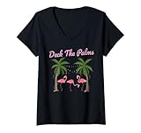 Photo Gallery donna tropical christmas florida flamingo deck le palme maglietta con collo a v Photo Gallery donna tropical christmas florida flamingo deck le palme maglietta con collo a v