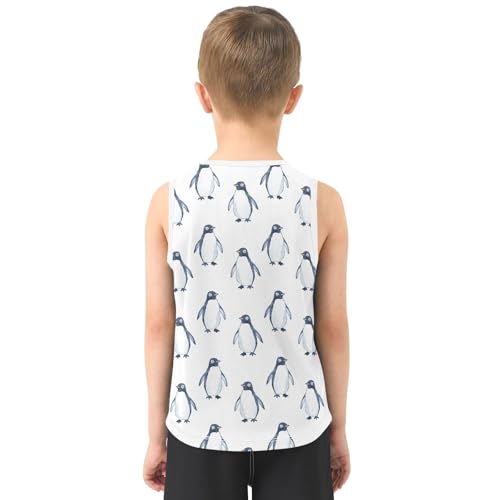 Boys Tank Top Shirts Penguin Watercolor Animal Sleeveless T-Shirts Crew Neck for Kids Clothing Children3