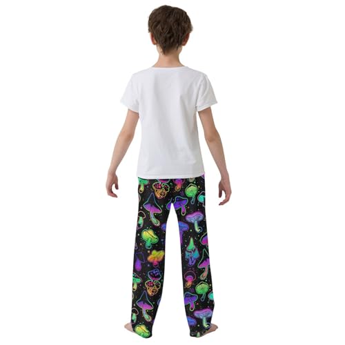 ZZXXB Mushroom Galaxy Print Boys Long Pants Soft Trousers Elastic Waist Kids Lounge Bottoms with Pockets S-XL3