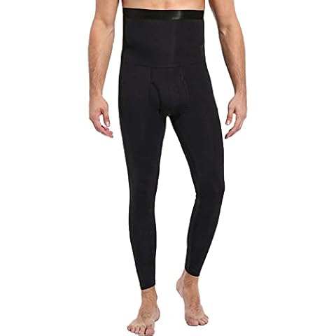 Akkad Kuti Sauna Short Pants for Men Weight Loss Sweat Sauna Suit Compression Leggings Tummy Control Shapewear High Waisted, Basic Black Pants, Small Cover