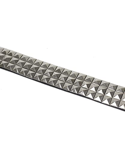 Lowlife of London Belts Triple S Studded 3 Row Pyramid Leather Belt, Studded Punk Goth Rock Pyramid Belt, Metal Stud3