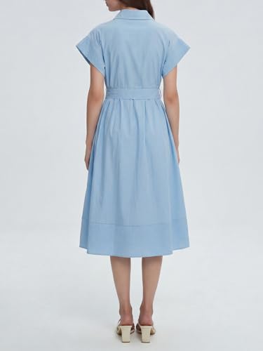 Image of EZAPINE Womens Summer Shirt Dress Casual Button Down Long Dress with Belt