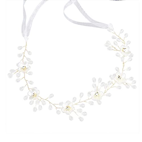 Blumen Hochzeits Haarranken Silber Kristall Braut Kopfschmuck Perle Strass Braut Haarschmuck für Frauen und Mädchen(Stil 5) Cover