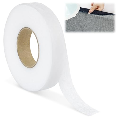 AOOSA 1 Rollo Cinta Dobladillo Plancha, 64 Metros x 2 CM, Reparación de Dobladillo sin Coser, Cinta para Cortinas, Bajo Pantalón, Ropa, Vestidos - Blanco