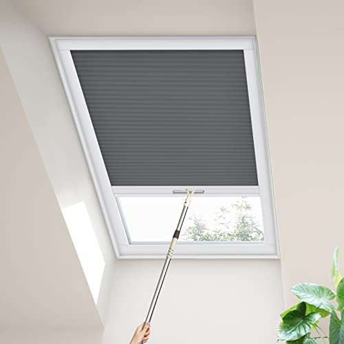 Moonice Skylight Blinds Cordless Roof Honeycomb Window Blinds Light Filtering Cellular Pleated Roof Shades for Home Easy to Install Shades for Inclined Plane Room Windows Custom Size (Blue Haze) — image 1