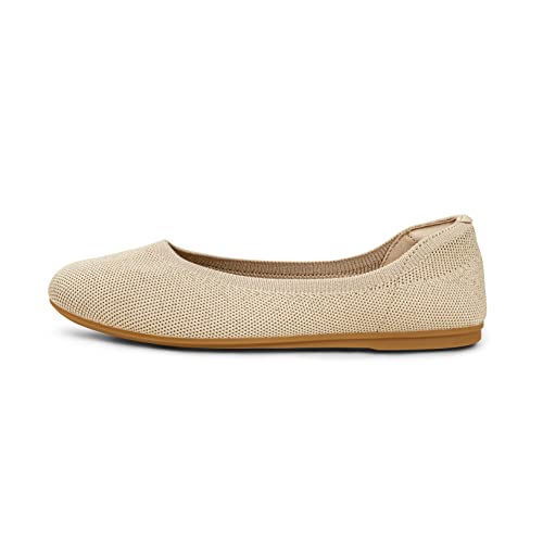 Arromic Gold Flats Shoes for Women, Washable Round Toe Knit Ballet Flats Shoes with Comfortable Heel Cushions, Soft Slip on Dressy Shoes for Business Casual, Office, Work, Wedding4
