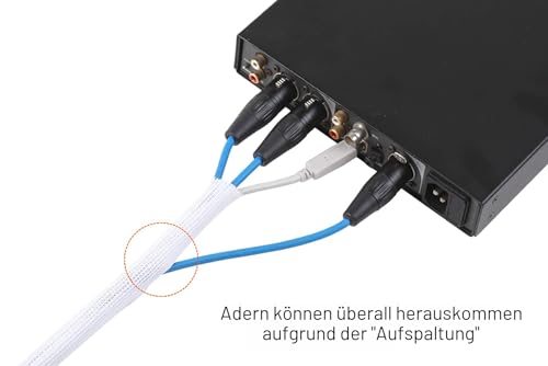 Alex Tech 13mm-3.1m selbstschließend Kabelschlauch gewebter Kabelmantel Kabelschutz zuschneidbar Weiß Für TV Computer Heimkino Automobilkabel zu Hause und im Büro