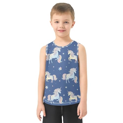 J JOYSAY Unicorn Star Blue Boys Tank Top Sleeveless Muscle Shirts Quick Dry Sport Active Workout Kids T-Shirts 3-15T2
