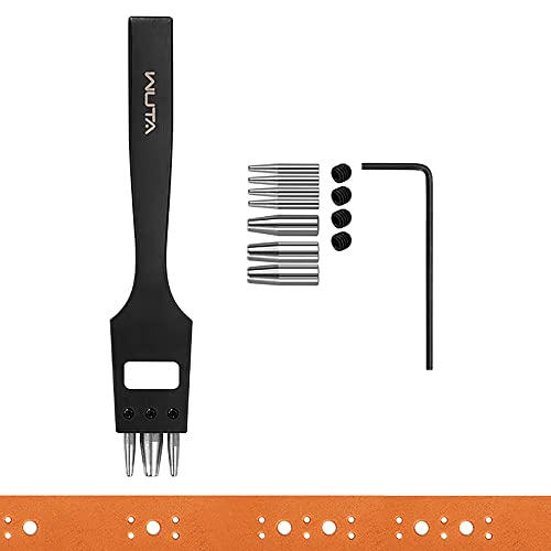 WUTA Brogue Style Leather Hole Punches 5 Holes Puncher Set DIY Hand Perforated Round Stitching Punch Tools Hole Cut for Leather Shoes Bags