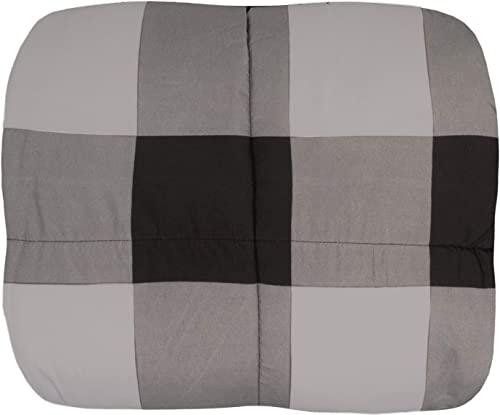 7 Piece Comforter Set Bag Solid Color All Season Soft Down Alternative Blanket & Luxurious Microfiber Bed Sheets, Queen, Buffalo Plaid Black/Gray