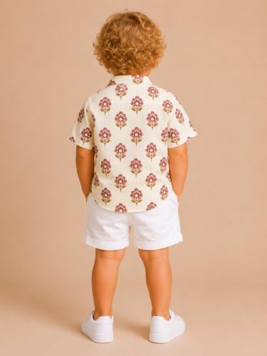 Image of A.T.U.N. (ALL THINGS UBER NICE) Boys 100% Cotton Printed Shirt | Half Sleeve Smart Casual Shirt for Kids | Soft Breathable Button Placket Top for Boys