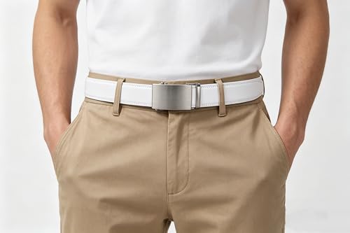 Image of Lingli Men's Belt,Ratchet Dress Belt with Automatic Buckle Brown /Black-Trim to Fit-35mm wide