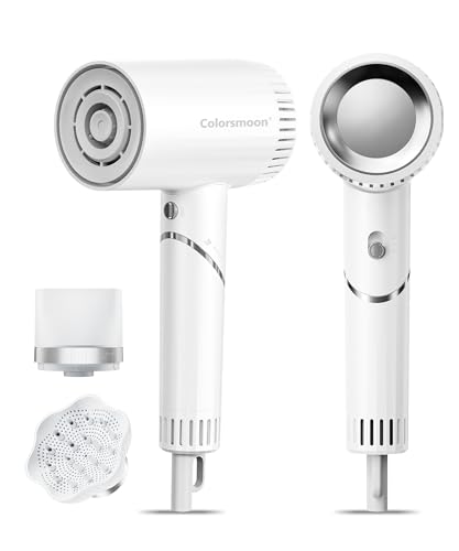 Colorsmoon Hair Dryer, 100,000 RPM High-Speed Blow Dryers for Women & Men, Fast-Drying, 500 Million Negative Ions, Heat-Control, Low-Noise with Diffuser & Nozzle, Compact Foldable for Home Travel Use