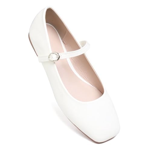 Image of LUXINYU Women's Slip on Flats,Classy Round Toe Solid Classic Mary Jane Ballet Dance Shoes Soft Comfortable PU Flat Shoes