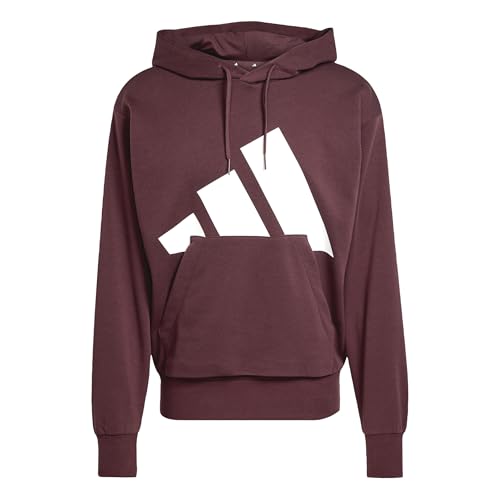 adidas Homme Essentials BIG Logo French Terry Hoodie, Aurora Ruby/White, M adidas Homme Essentials BIG Logo French Terry Hoodie, Aurora Ruby/White, M
