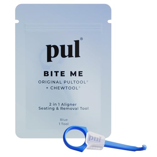 PUL Pack of 1 Reusable 2-in-1 Aligner Seating Chewie & Removal Tool — Compatible with Invisalign, Removable Braces, Retainers, Trays – Easy-to-Use Remover & Chew, Dental & Oral Hygiene Care – Blue