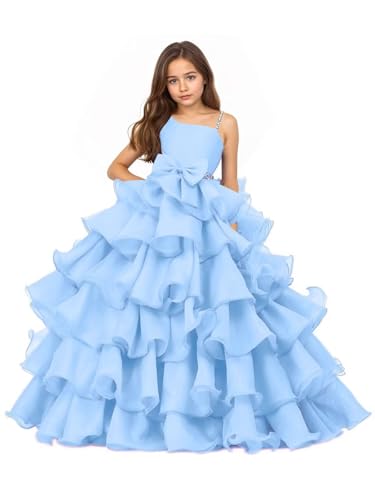 Elegant One Shoulder Pageant Dresses Flower Girl Dresses Organza Evening Gown Formal Princess Aline Prom Dress4