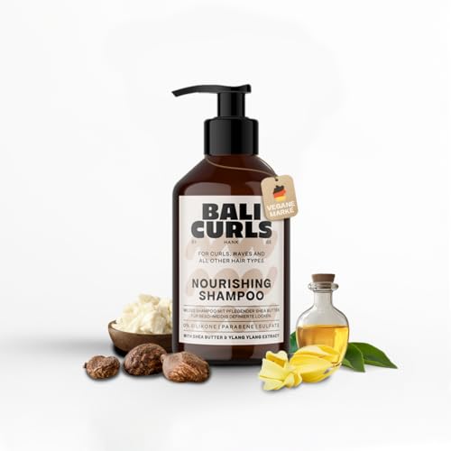 Bali Curls Nourishing Shampoo - Champú nutritivo para el cabello sin sulfatos, parabenos ni siliconas, champú de alta calidad para rizos naturales, detergente vegano para cabello suave y saludable