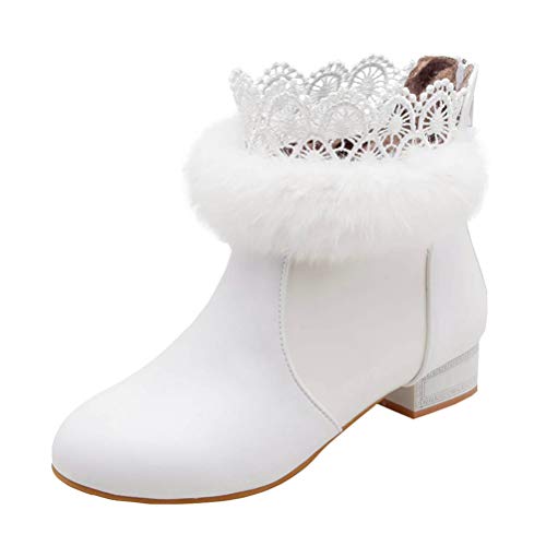 Birdsight Damen Flache Stiefeletten mit Fell und Spitze Reißverschluss...