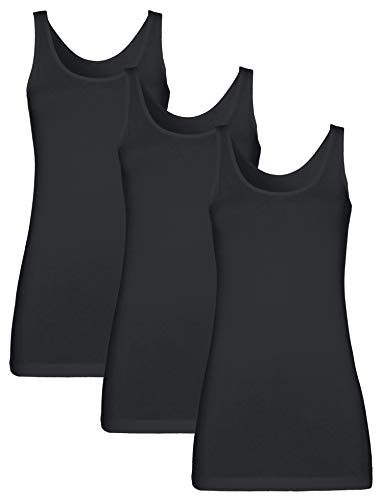 H HIAMIGOS Womens 3 Packs Long Tank Tops Stretchy Cotton Sleeveless Camisole Undershirts Layering Workout Yoga Camis