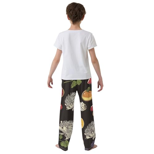 ZZXXB Hedgehogs Fruits Boys Long Pants Soft Trousers Elastic Waist Kids Lounge Bottoms with Pockets S-XL3