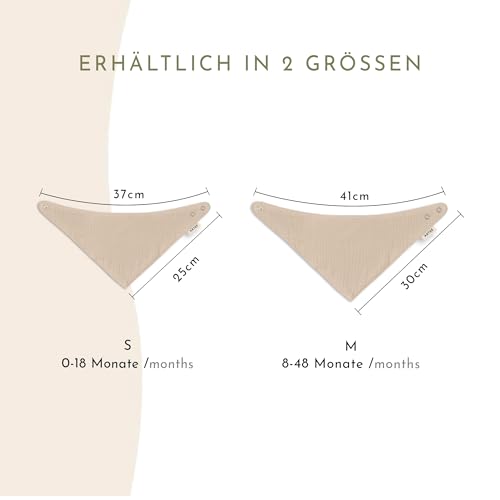 ARTEE Personalisiertes Halstuch Dreieckstuch aus Musselin Gaze 100% Baumwolle für Babies und Kleinkinder in 2 Grössen erhältlich, mit Namens Personalisierung aus OekoTex zertifiziertem Druckmaterial