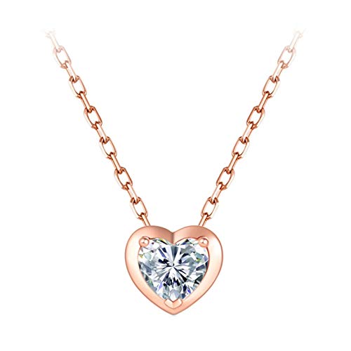 Collier en Or Rose cœur rubis et diamant pour un cadeau d'anniversaire