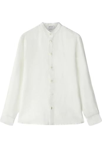 Gas Camisa Manga Larga Regular Fit Flamed Linen Cuello Coreano Misao/R 151387101029, Color blanco., XL