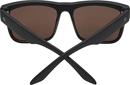 Image of Spy Optic Discord, Square Sunglasses, Color and Contrast Enhancing Lenses, Soft Matte Black - HD Plus Dark Gray Green with Dark Blue Spectra Mirror Polarize Lenses