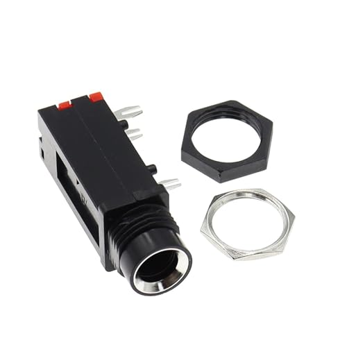 Conector de Audio PJ-309 de 6,35 mm y 3 Pines con 100 Tuercas Plateadas 6