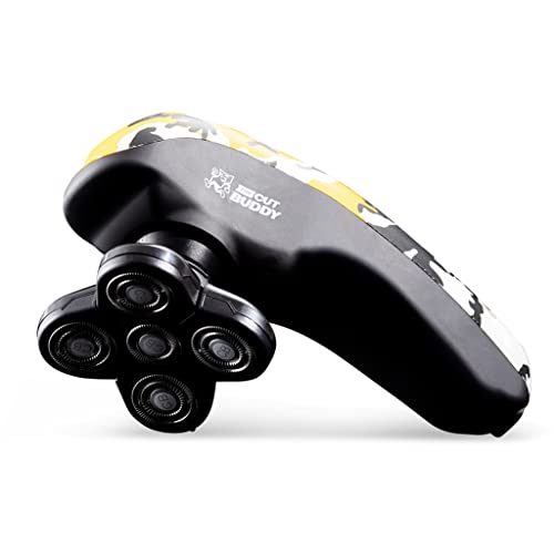 Bald Buddy | Wet and Dry Shaver for Coarse Hair | Cordless 75 min USB Charge | Replaceable Head with 5 Rotary Flex Blades | Ergonomic Handle Reaches Head, Arms, Legs, Back, Chest | for Men and Women