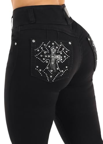 Image of Moda Xpress Women's Butt Lifting High Waisted Bootcut Jeans - Stretchy, Comfortable Flare Jeans in Junior Size Vintage Style
