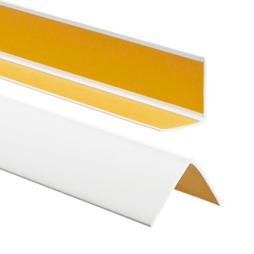 ProfiPVC Perfil angular de PVC 50x50mm, 200cm - ángulo pvc, autoadhesivo listón de plástico, protección de esquinas y bordes, esquina de gomma para cantos - cantonera protector, Blanco