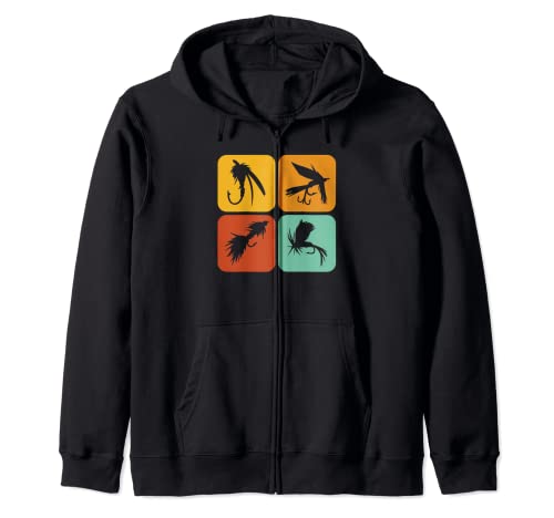 Retro estética pesca con mosca Sudadera con Capucha