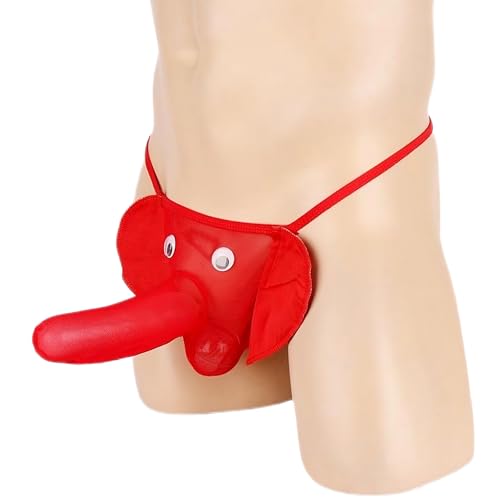 Mens Lingerie Elephant Trunk Thong for Men G-String Funny Christmas Valentine's Day Gifts Ideas Red4