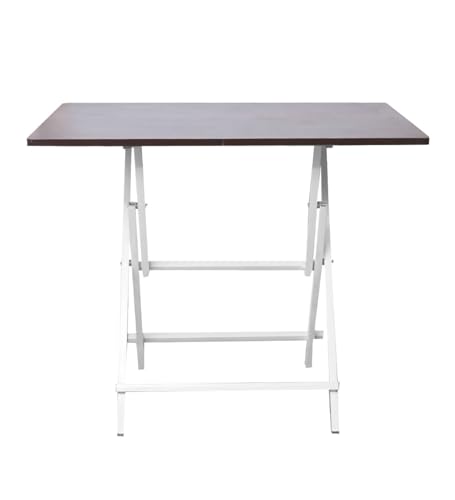 Image of Faburaa Compact Foldable 2 Seater Dining Table | Strong CRC Steel Frame | Easy Fold & Store Design | 36x24 Inch | Dark Brown