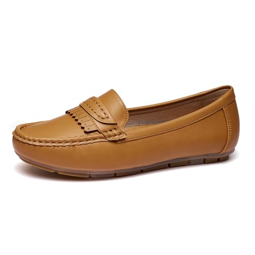 Image of Women's Business Loafers Work Casual Flats Shoes Lightweight Penny PU Leather Slip On Walking Shoes