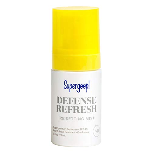 Supergoop! Defense Refresh (Re) setting Mist, 1 fl oz - SPF 40 PA+++ Matte Makeup Setting Spray & Face Sunscreen for Sensitive Skin - With Rosemary & Peppermint Extract - Light, Refreshing Scent