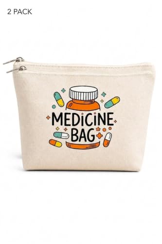 Image of Canvas First Aid Kit Pouch | Printed Medicine Storage Zipper Bag | Portable & Spacious Emergency Kit Organizer Pouch | Perfect for Hiking, Travel, Camping, Home (Pack of 2)