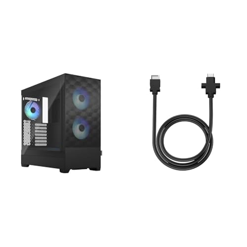 【セット買い】Fractal Design Pop Air RGB Black TG Clear Tint ミドルタワー型PCケース FD-C-POR1A-06 CS8069 + USB-C 10Gbps Cable ? Model D Popシリーズ用ア