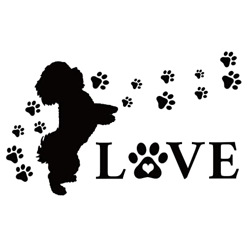 SUPERDANT Chien Motif PVC Stickers Muraux Amour Texte Thème Vinyle Mur Art Lettrage Sticker Mural Citations Intéressantes Autocollant Porte Décor Noir Autocollants...