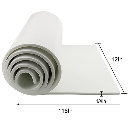 Image of DGSL Foam Insulation Neoprene Sheets with Adhesive, 12''W x 118''L x 1 /4''T | Weatherproof Soundproof Padding for Automotive, Multi-Function Soundproof Large Closed Cell Neoprene Rubber Roll, White