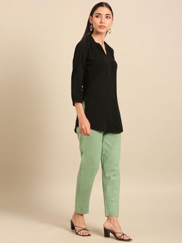 Image of TWIN BIRDS Women Cotton Straight Fit Pants | Ethnic Casual Daily Trousers