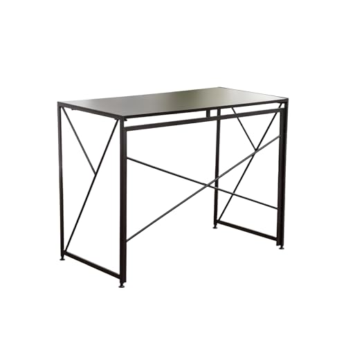 Escritorio Plegable Con MDF Y Metal, Mesa De Trabajo Compacta Y Portátil, Escritorio Para Ordenador Y Estudio, Mesa Multifunción Para Oficina En Casa Y Espacios Pequeños, Negro, 99x50x75 cm