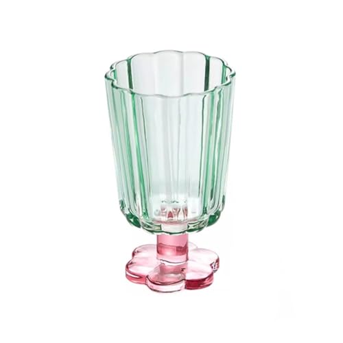 ZKALQECNF Leche Copas de vino con base vidrio soplado a mano, 7.5 oz, forma flor colores, for jugos, bebidas frías, y champán Bebidas(Green)