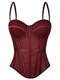 KUOSE Damen Shapewear Korsett Vintage Gothic Vollbrust Corsage Top mit Träger