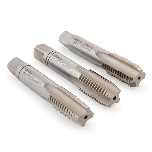 PROFI Juego de 3 machos de roscar a mano M20 HSS-G Acero de alta velocidad, 3 machos de mano